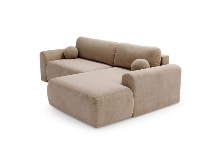Ecksofa L-Form mit Schlaffunktion und Bettkasten Savana Rechts Dunkelbeige