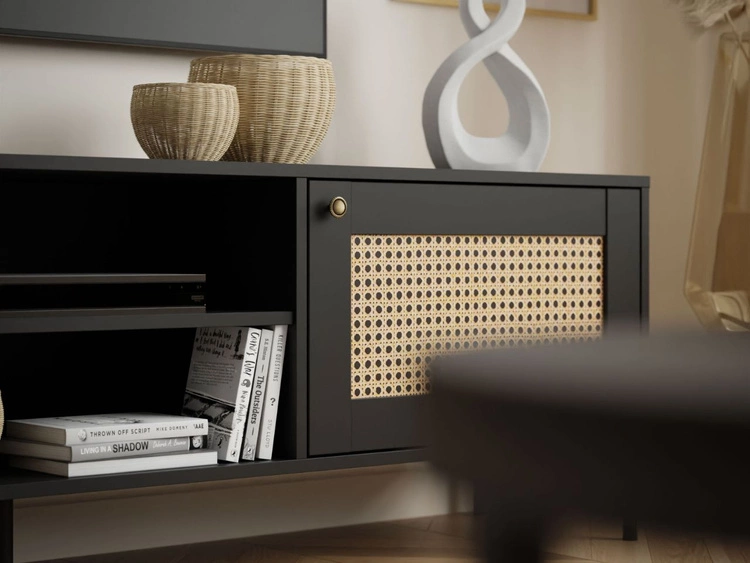 TV-Lowboard Boho mit zwei Türen auf Metallfüßen Bellance schwarz