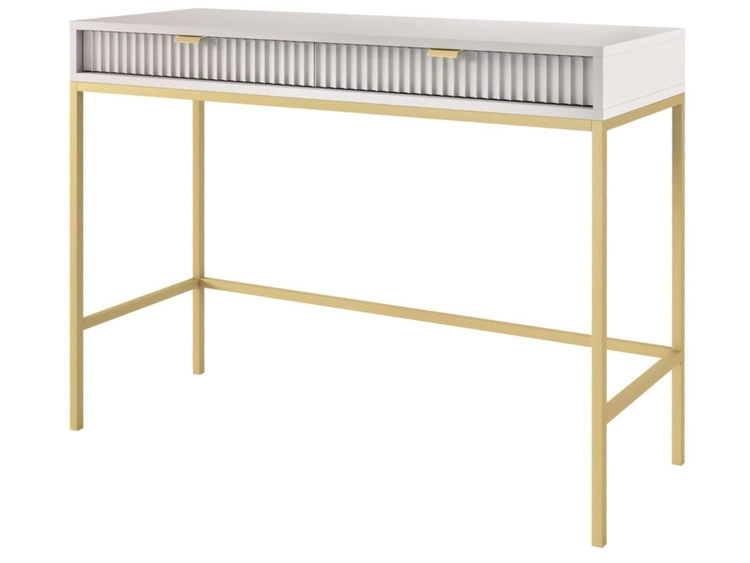 Schminktisch mit Schubladen Amber Grau auf goldenen Beinen