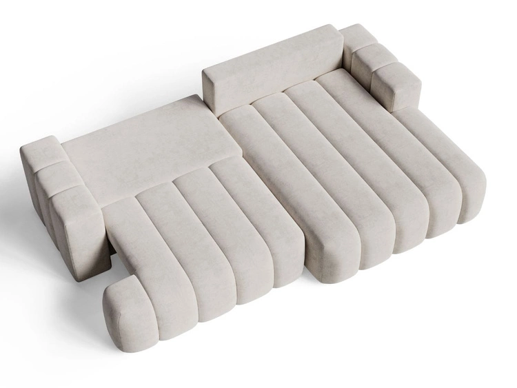 Ecksofa L-Form Rechts mit Schlaffunktion und Bettkasten Caleo Beige