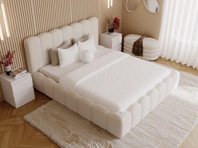 Polsterbett mit Bettkasten und Lattenrost 160x200 Smile Creme