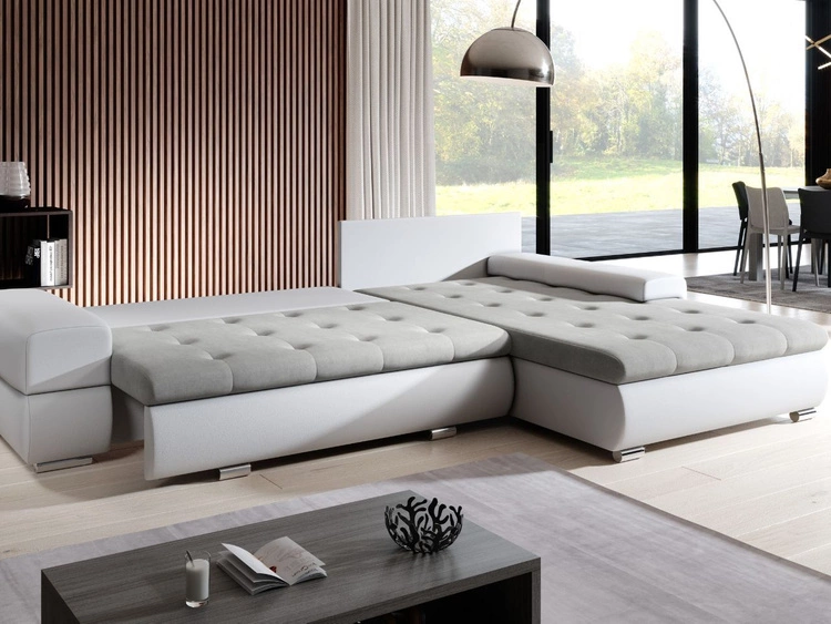 Ecksofa L-form Sonia mit Schlaffunktion Sonia Schwarz, Weiß