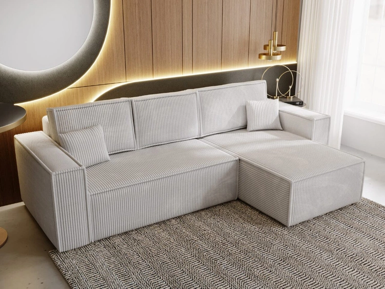 Ecksofa L-Form mit Schlaffunktion und Bettkasten Prato XL Hellgrau