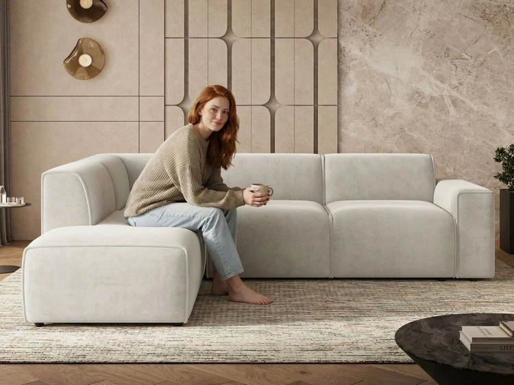 Ecksofa L-Form Links Eluno Hellbeige