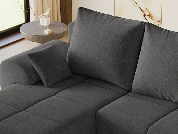Ecksofa L-Form mit Schlaffunktion und Bettkasten Monti Links Anthrazit