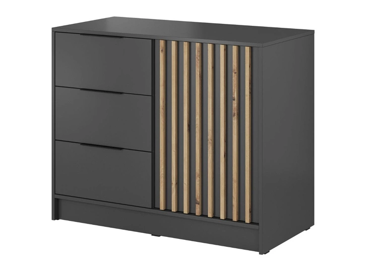 Kommode mit Türe und Schubladen 105 cm Macron Graphit Artisan Eiche