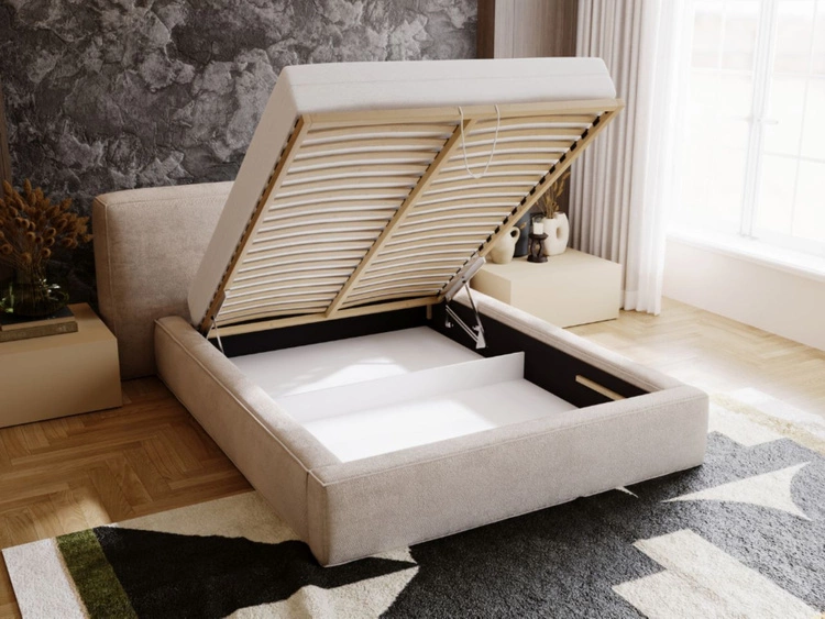 Polsterbett mit Bettkasten und Lattenrost 180x200 Monza Braun