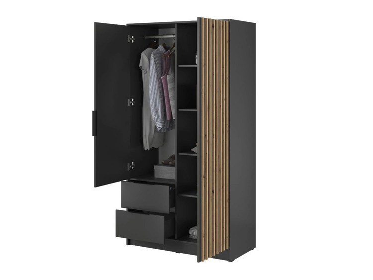 Kleiderschrank 105 cm Macron Graphit, Artisan Eiche