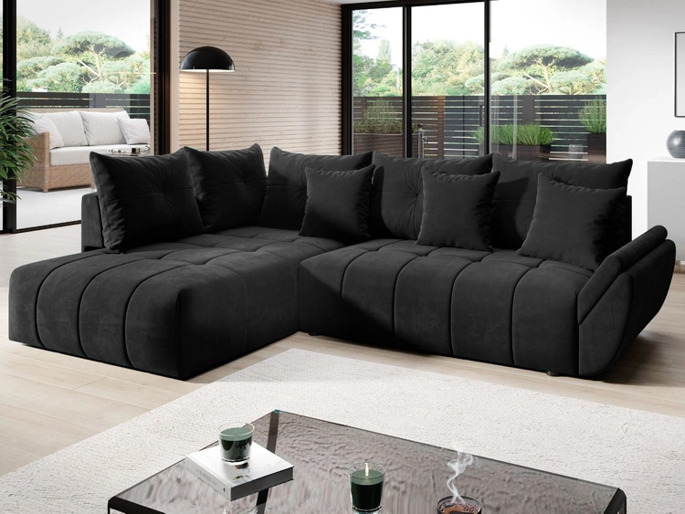 Ecksofa L-Form mit Schlaffunktion und Bettkasten Genoa Anthrazit