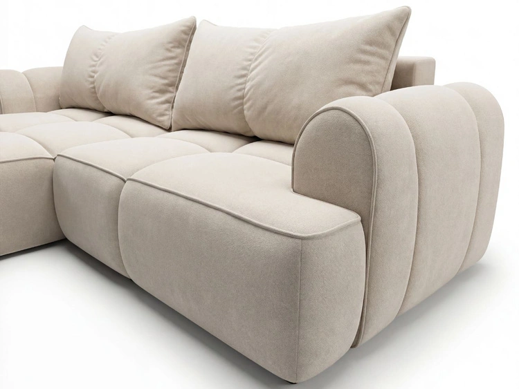 Ecksofa L-Form Links mit Schlaffunktion und Bettkasten Bonno Beige