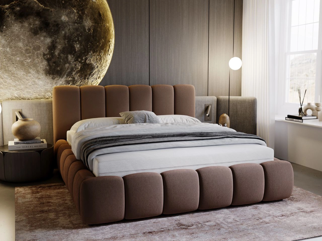 Polsterbett Ohne Bettkasten mit Lattenrost 200x200 Cloud Braun
