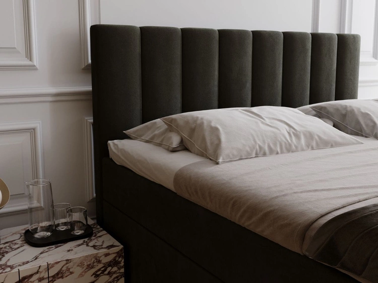 Boxspringbett mit Bettkasten 180x200 Mocca Dunkelgrau