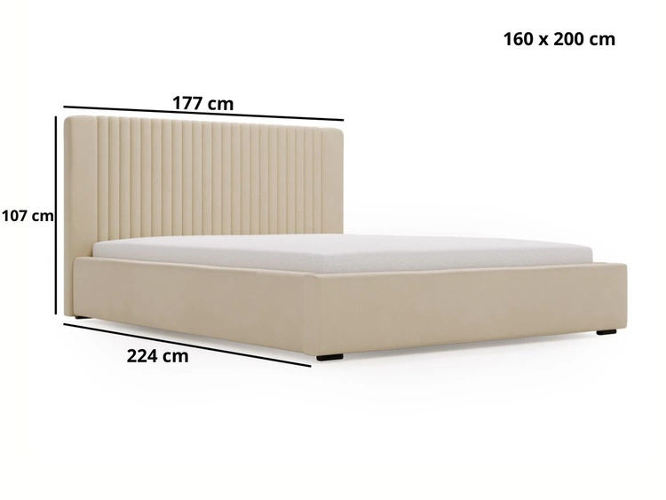 Polsterbett mit Bettkasten und Lattenrost 160x200 Malmo Beige