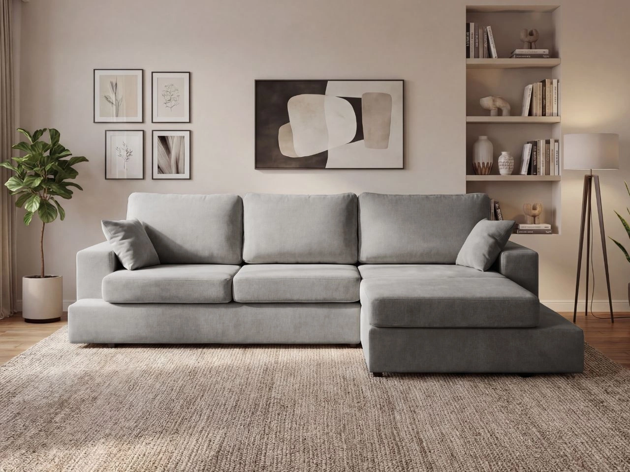 Ecksofa L-Form fürs Wohnzimmer Nesto Rechts Grau