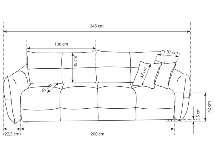 Schlafsofa mit Bettfunktion und Bettkasten Bene Grau