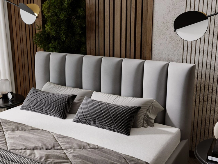 Polsterbett mit Bettkasten und Lattenrost 140x200 Neos Grau