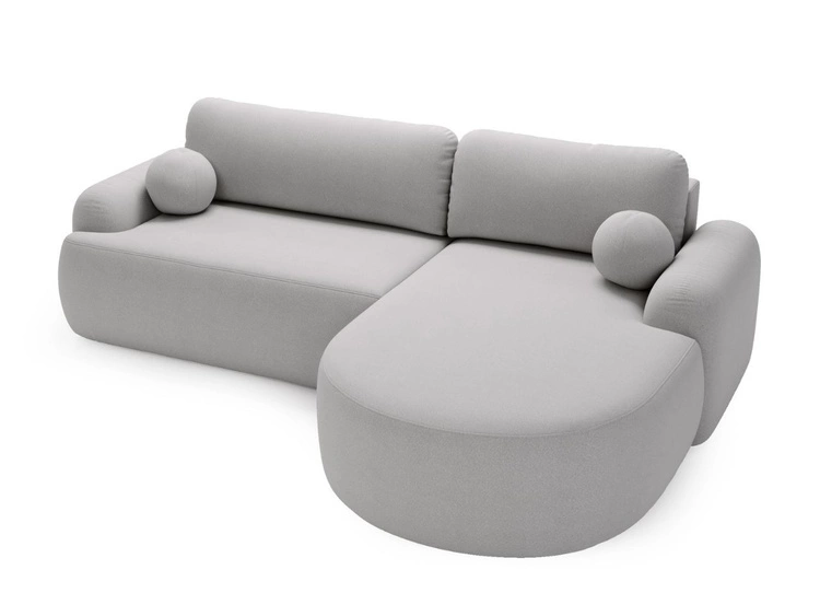 Ecksofa L-Form Rechts mit Schlaffunktion und Bettkasten Aurio Grau