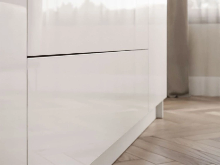 Kleiderschrank mit Drehtüren, Schubladen und Spiegeln Ameli Weiß Hochglanz