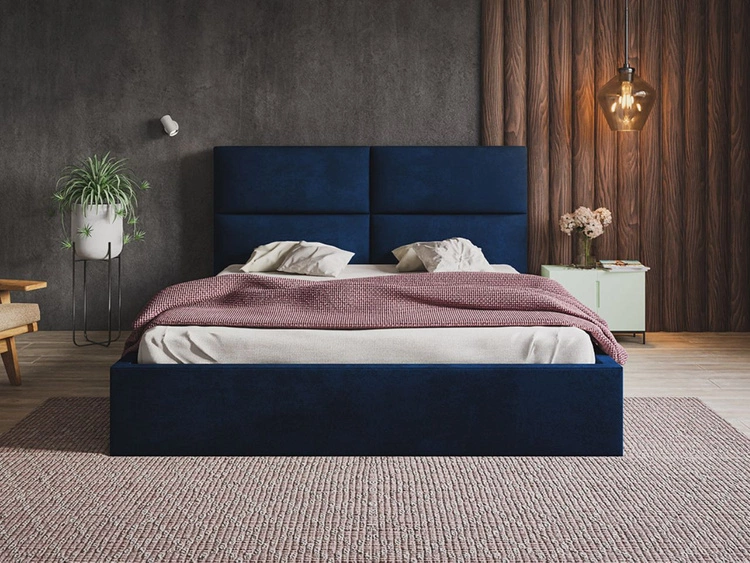Polsterbett mit Bettkasten und Lattenrost 140x200 Marad Dunkelblau
