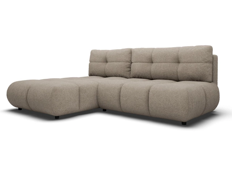 Ecksofa mit Schlaffunktion und Bettkasten Links Milet Hellgrau