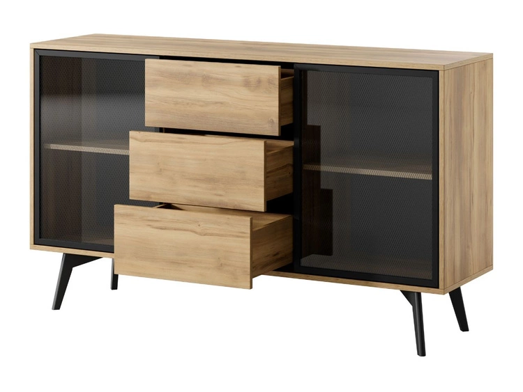 Kommode mit Türen und Schubladen Soil Barock Eiche, Schwarz