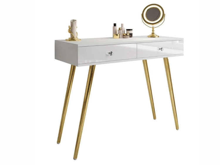 Konsolentisch mit Schubladen und Kristallgriffen Olivine Weiß Hochglanz