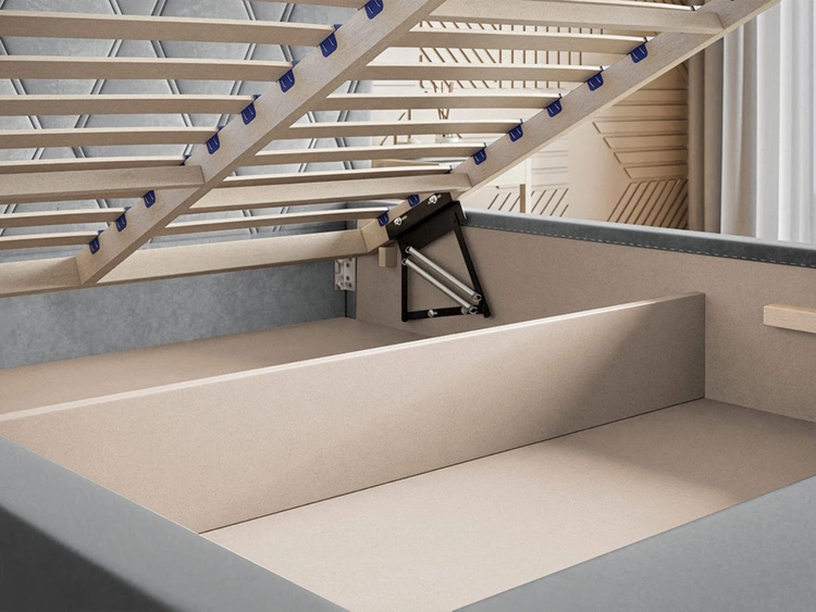 Polsterbett mit Bettkasten und Lattenrost 120x200 Tasso Dunkelblau