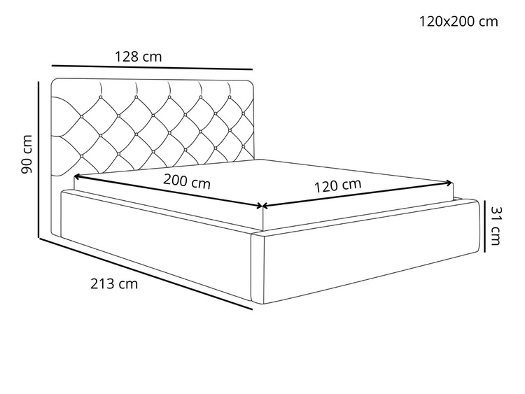Polsterbett mit Bettkasten und Lattenrost 120x200 Selva Beige