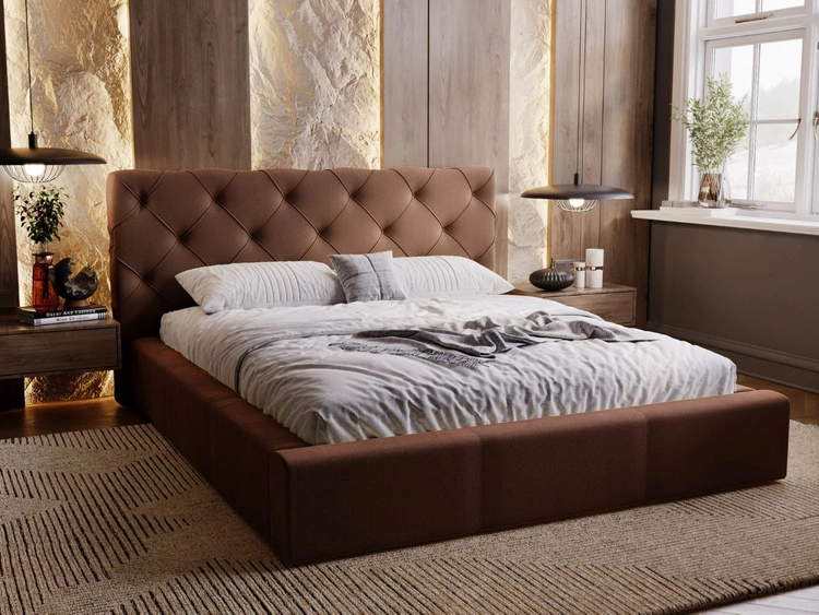 Polsterbett mit Bettkasten und Lattenrost 180x200 Milano Braun