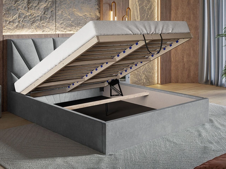 Polsterbett mit Bettkasten und Lattenrost 120x200 Orlo Dunkelgrau