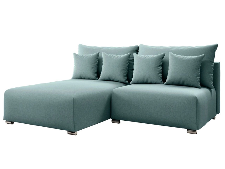 Ecksofa L-Form Links mit Schlaffunktion und Bettkasten Ronni Hellblau