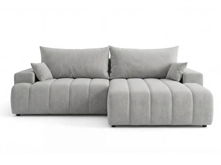 Ecksofa L-Form Rechts mit Schlaffunktion und Bettkasten Caleo Hellgrau