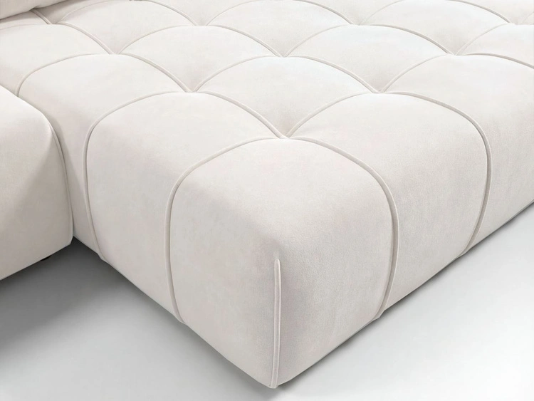 Ecksofa L-Form mit Schlaffunktion und Bettkasten Tulio Rechts Creme