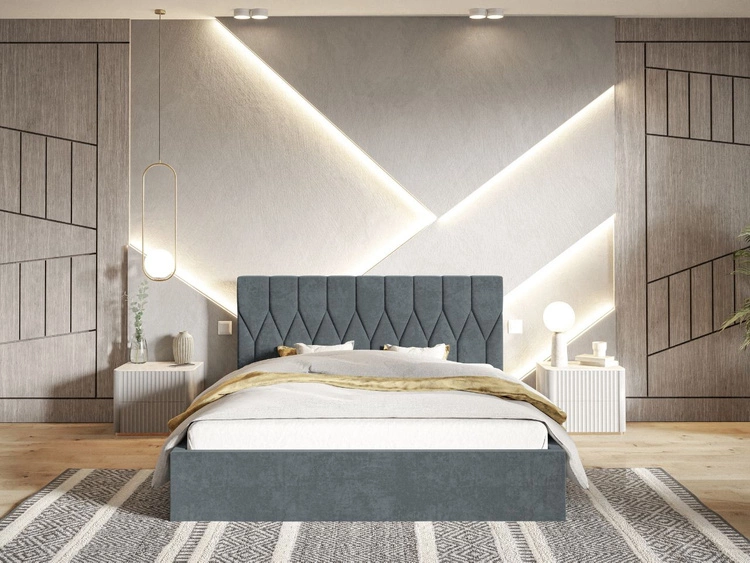 Polsterbett mit Bettkasten und Lattenrost 160x200 Gaja Dunkelgrau