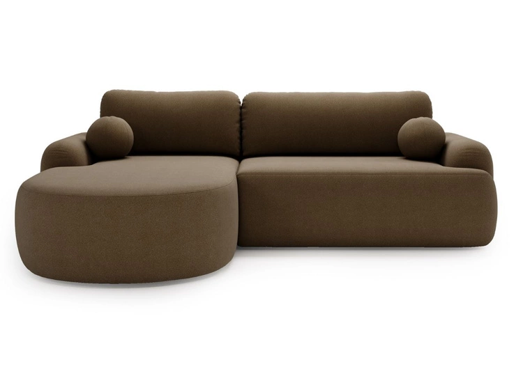 Ecksofa L-Form Links mit Schlaffunktion und Bettkasten Aurio Braun