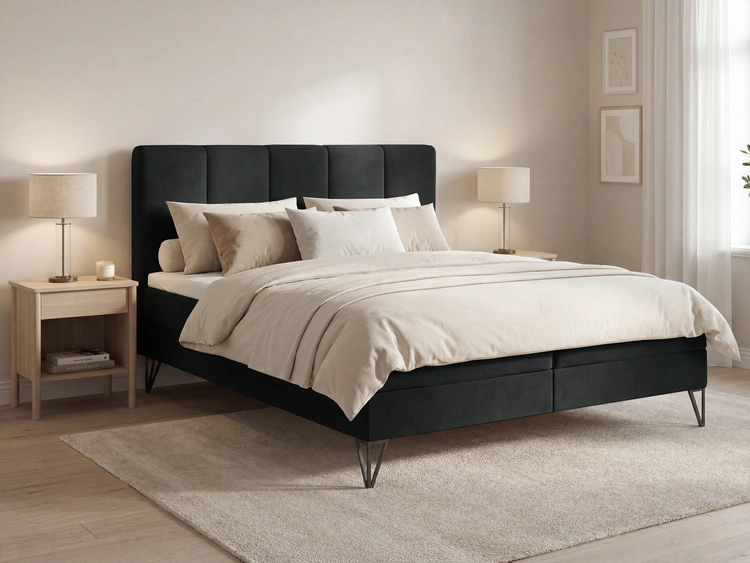 Boxspringbett mit Bettkasten 160x200 Vendi Schwarz