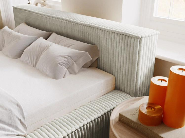 Polsterbett mit Bettkasten und Lattenrost 160x200 Lago Hellgrau