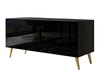TV-Lowboard mit Türen auf Goldenen Metallbeinen 100 cm Noaé Schwarz Hochglanz