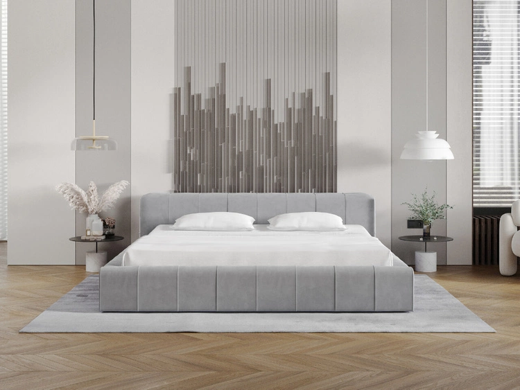 Polsterbett mit Bettkasten und Lattenrost 160x200 Lipari Grau