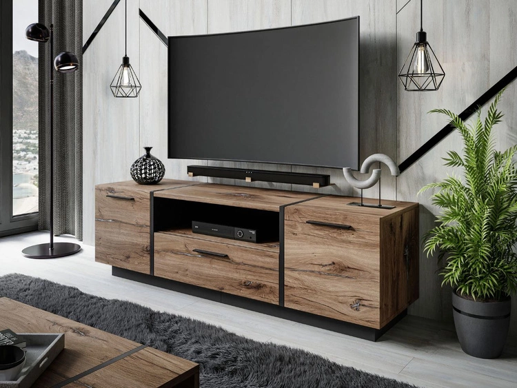 Wohnzimmer-Set im Loft-Stil Lunelie Eiche Flagstaff