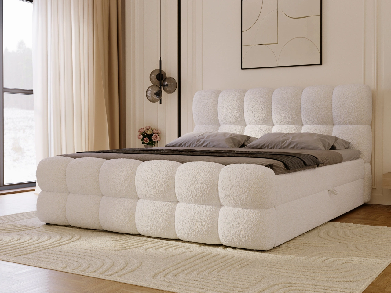 Boxspringbett mit Bettkasten 160x200 Modo Beige