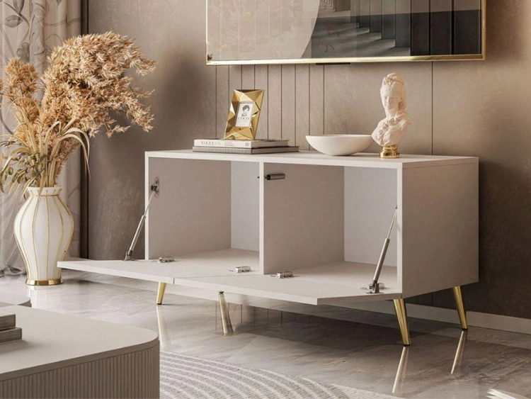 TV-Lowboard mit Türen auf Goldenen Metallbeinen 100 cm Nodoo Kaschmir