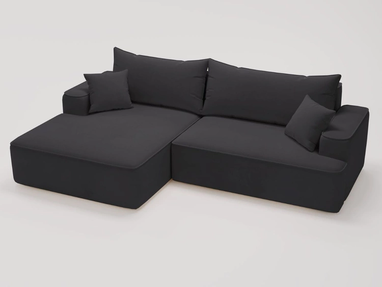 Ecksofa L-Form Links mit Schlaffunktion und Bettkasten California Schwarz
