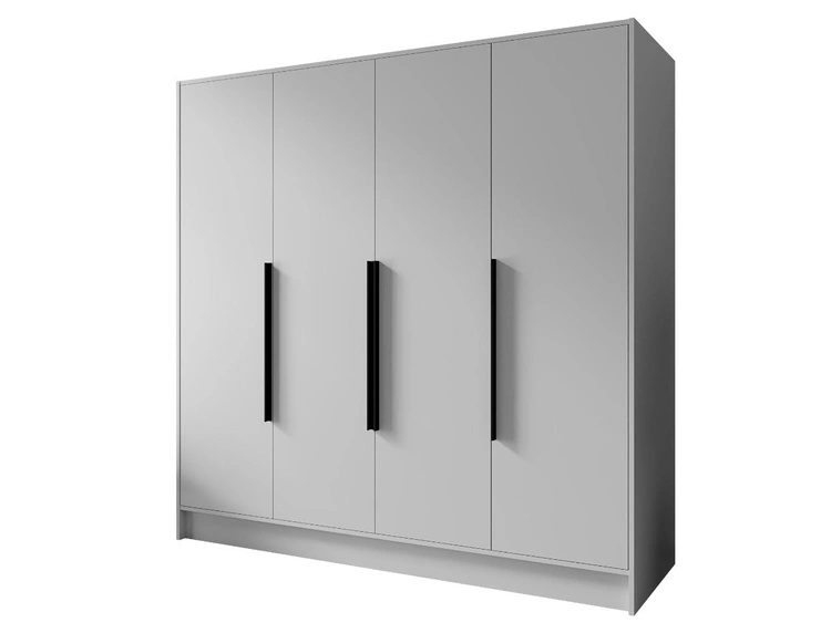 Kleiderschrank 200 cm Perugia Weiß mit schwarzen Griffen