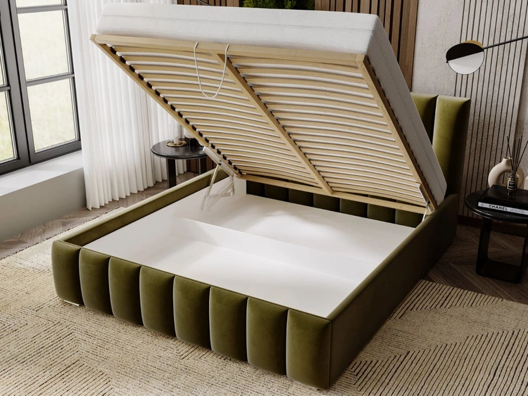 Polsterbett mit Bettkasten und Lattenrost 180x200 Neos Grün