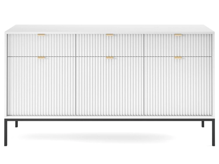 Kommode mit Türen und Schubladen Amber Weiß, Schwarz Frame