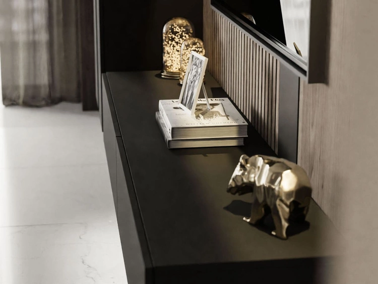 Hängende Wohnwand für das Wohnzimmer Sorelle Schwarz Matt