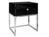 Nachttisch Glamour mit Schublade und silbernen Gestell Brisa Schwarz Hochglanz