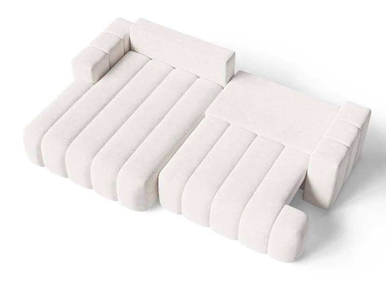 Ecksofa L-Form Links mit Schlaffunktion und Bettkasten Caleo Creme