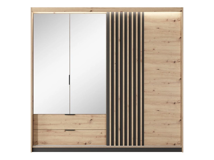 Drehtürenschrank mit Spiegel 220 cm Turia Artisan Eiche, Anthrazit